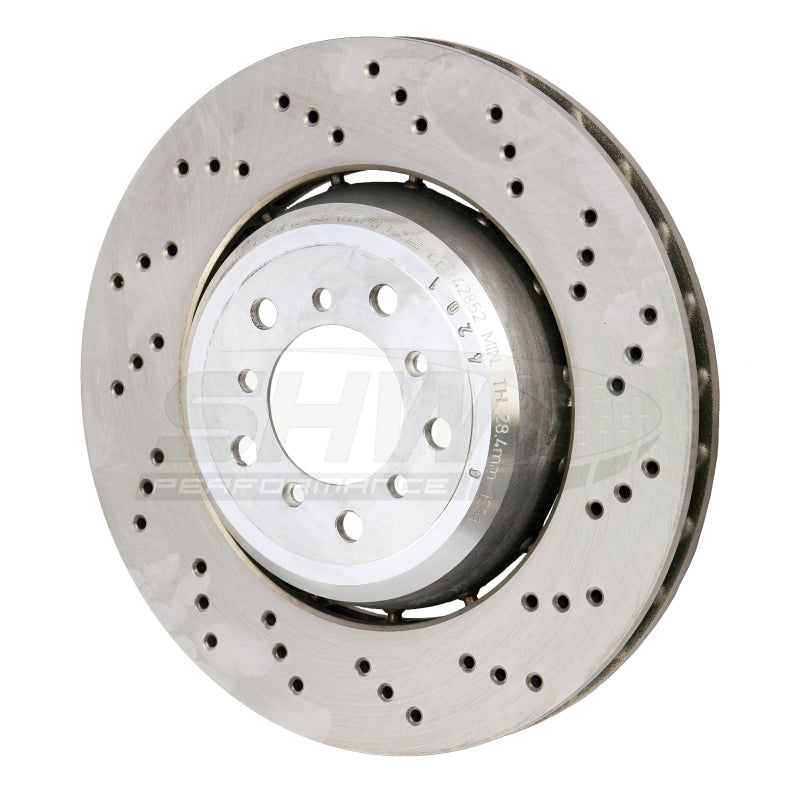 SHW 08-13 BMW M3 4.0L Right Front Cross-Drilled Lightweight Brake Rotor (34112283802) - Black Ops Auto Works