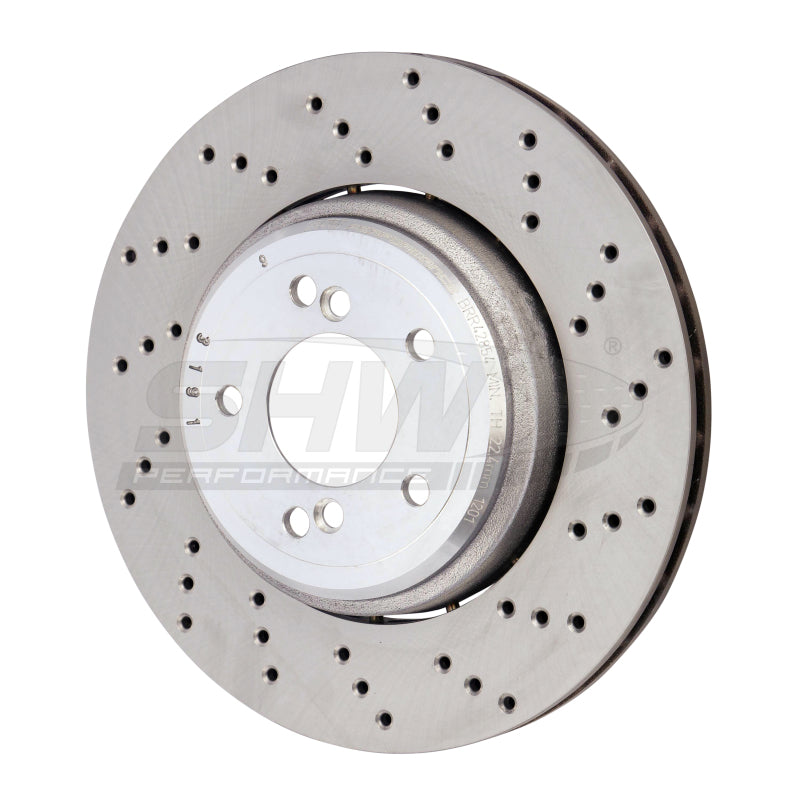 SHW 08-13 BMW M3 4.0L Right Rear Cross-Drilled Lightweight Brake Rotor (34212283804) - Black Ops Auto Works