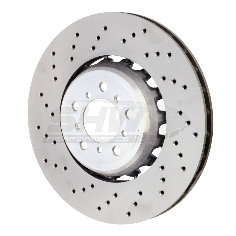 SHW 15-18 BMW M3 3.0L Left Front Cross-Drilled Lightweight Brake Rotor (34112284809) - Black Ops Auto Works