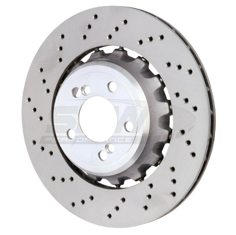SHW 15-18 BMW M3 3.0L Left Rear Cross-Drilled Lightweight Brake Rotor (34212284811) - Black Ops Auto Works