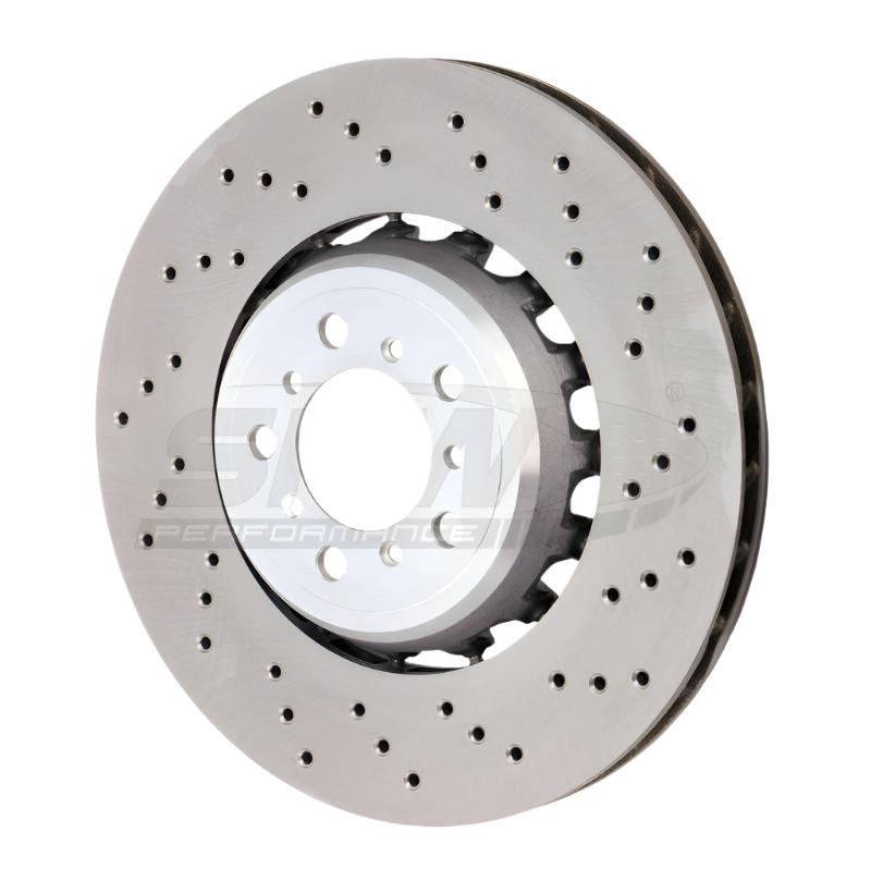 SHW 15-18 BMW M3 3.0L Right Front Cross-Drilled Lightweight Brake Rotor (34112284810) - Black Ops Auto Works