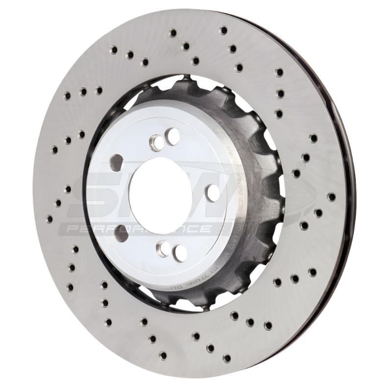 SHW 15-18 BMW M3 3.0L Right Rear Cross-Drilled Lightweight Brake Rotor (34212284812) - Black Ops Auto Works