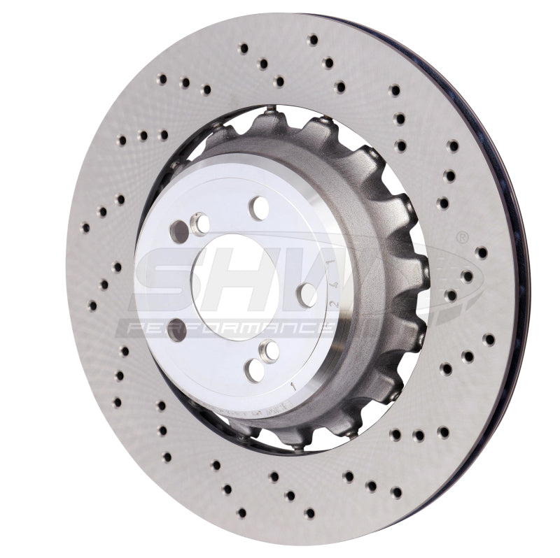 SHW 15-18 BMW X5 M 4.4L Right Rear Cross-Drilled Lightweight Brake Rotor (34212284904) - Black Ops Auto Works