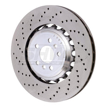Load image into Gallery viewer, SHW 18-21 BMW M5 4.4L Left Rear Cross-Drilled Lightweight Brake Rotor (34217991103) - Black Ops Auto Works