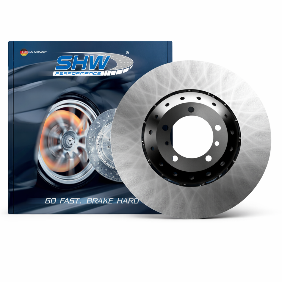 SHW right front cross-drilled lightweight brake rotor full view