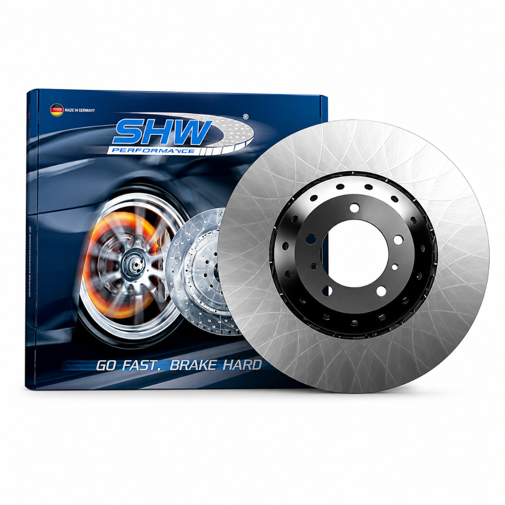 SHW AFX45013 front X-drilled lightweight brake rotor for 2020-2025 Audi A6 allroad