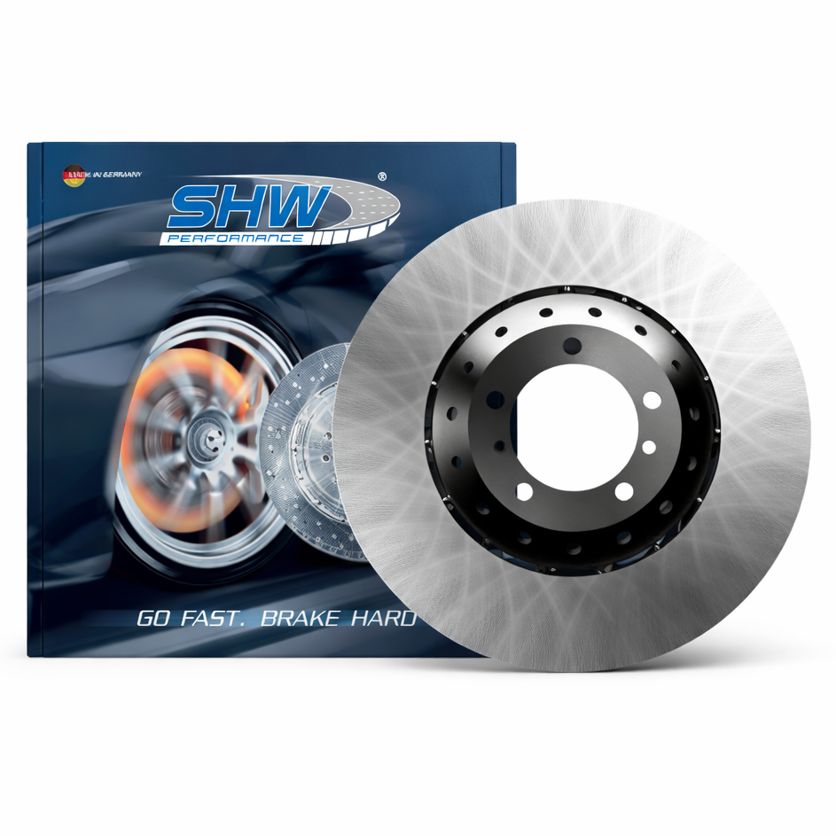 SHW right rear cross-drilled lightweight brake rotor full view