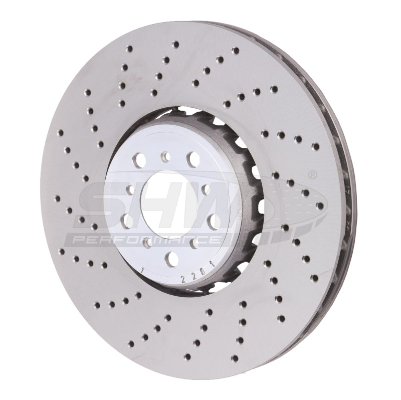 SHW 15-18 BMW X5 M 4.4L Left Front Cross-Drilled Lightweight Brake Rotor (34112284901) - SHW Performance BFL48501