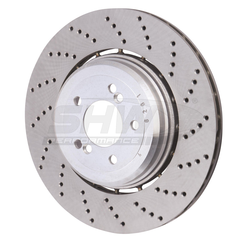 SHW 06-10 BMW M5 5.0L Right Rear Cross-Drilled Lightweight Brake Rotor (34212282808) - SHW Performance BRR48081