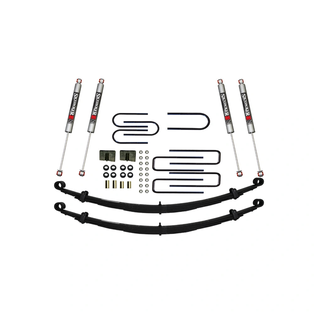 Skyjacker C240AK-M manufacturer photo showing leaf springs and suspension hardware on white, with M95 shocks