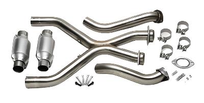 SLP 1999-2004 Ford Mustang 4.6L Full Assembly PowerFlo-X Crossover Pipe w/ Cats - Black Ops Auto Works