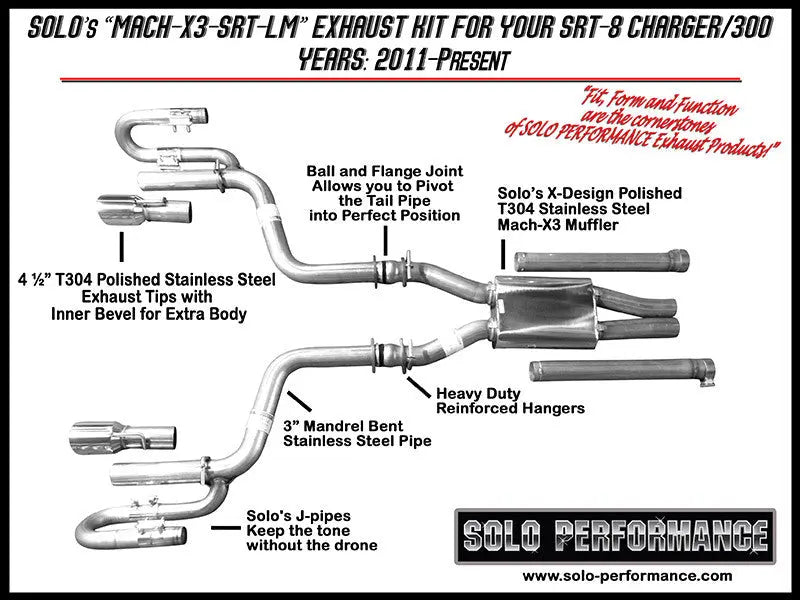 MACH-X3-SRT-LM Cat Back Exhaust System 2011-2014 Dodge Charger Chrysler 300 SRT8, exhaust component detail