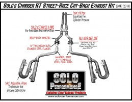 STREET-RACE Cat-Back Exhaust Kit 2011-2014 Dodge Charger 5.7L V8, alternate product view
