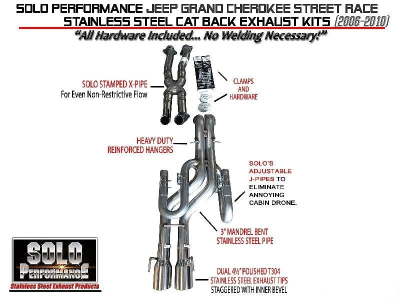 Solo Performance Street Race XJ3 Catback Exhaust Jeep Grand Cherokee SRT-8 2006-2010, alternate product view