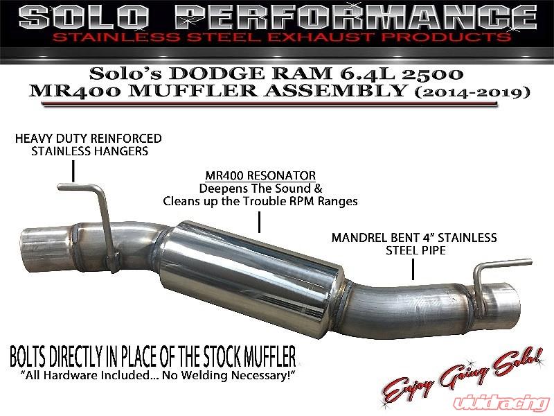 Solo Performance MR400 Muffler Delete w/ Resonator Ram 2500 6.4L 2014-2019, alternate product view