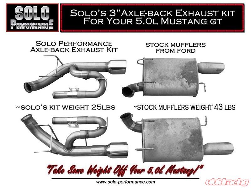 Solo Performance Axle-Back Exhaust System (Black Tips) Ford Mustang GT 2011-2014, alternate product view