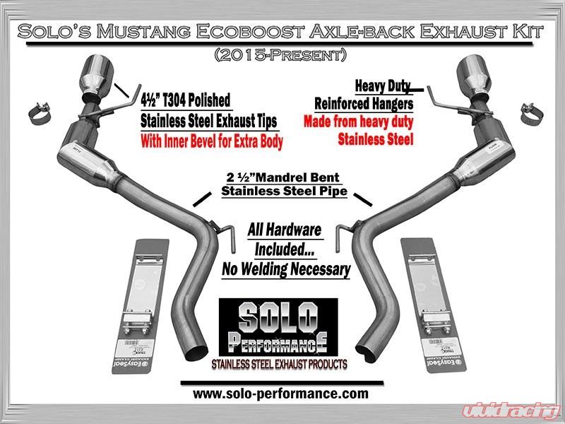 Solo Performance Axle-Back Exhaust System (Black Tips) Ford Mustang Ecoboost 2015-2022, alternate product view