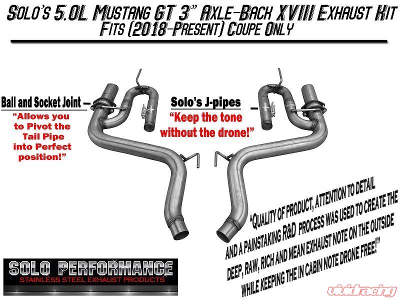 Solo Performance Axle-Back Exhaust System Ford Mustang GT 2018+, exhaust component detail