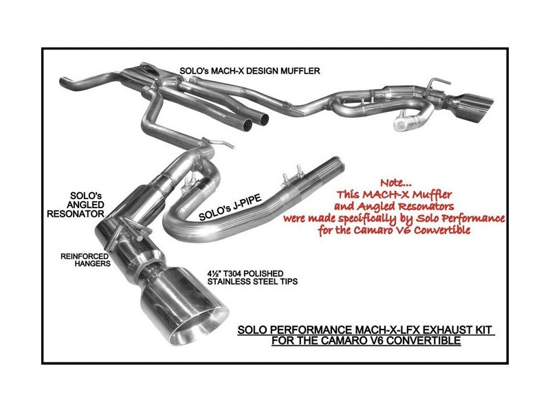 MACH-X-LFX with J-Pipes CAT Back Exhaust Kit Camaro Coupe & Convertible 2012-2015, included components overview