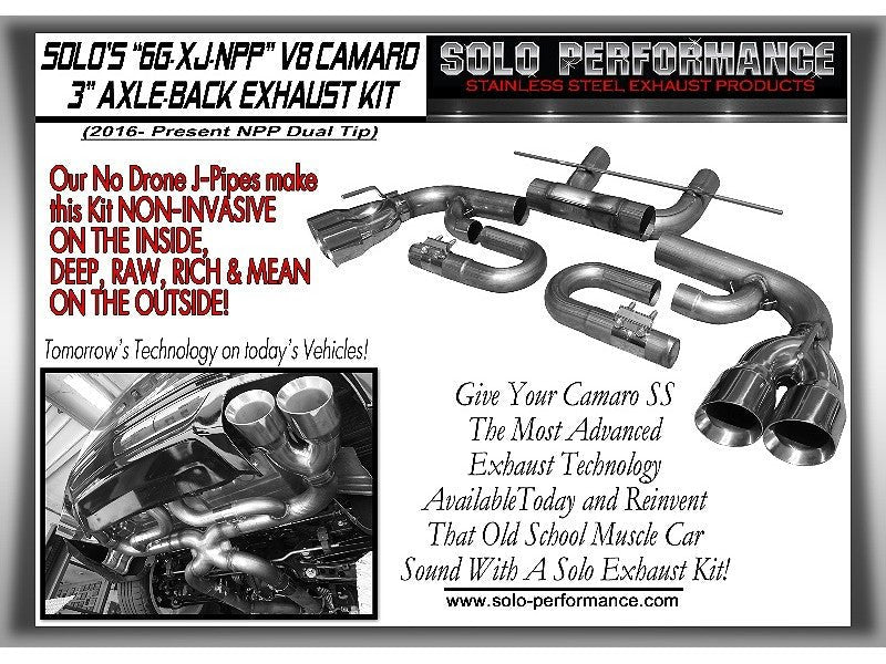 3” Axle Back NPP Exhaust Kit Camaro SS 2016-Present, included components overview