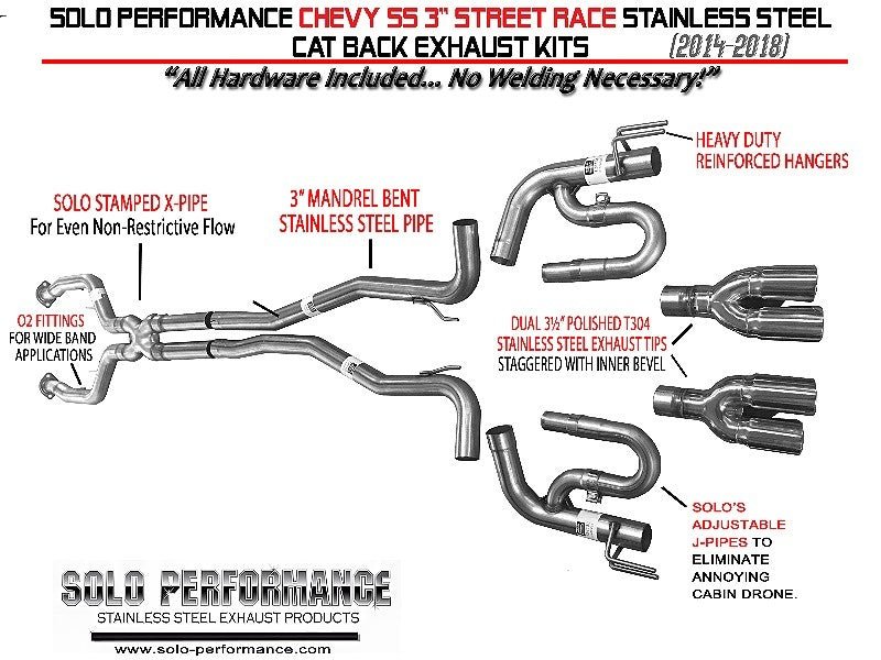 2014-2018 Chevrolet SS 6.2L V8 Sedan Performance Catback 3" Street Race X3 XF, alternate product view