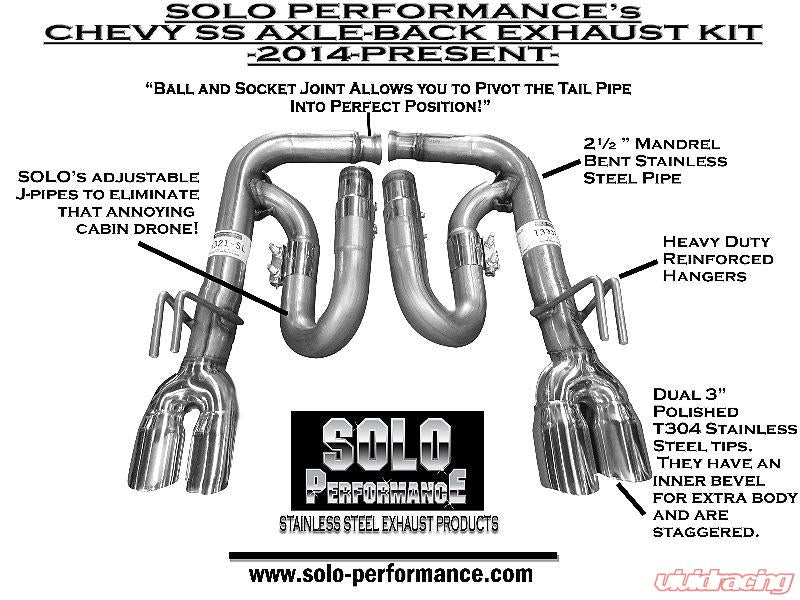 2014-2018 Chevrolet SS 2.5" Axle-Back Exhaust Kit w/ Standard Dual Outlet Tips, alternate product view