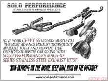 Load image into Gallery viewer, Solo Performance Mach-XF Exhaust Kit w/ Standard Dual Outlet Tips Chevrolet SS 2014-2018, included components overview