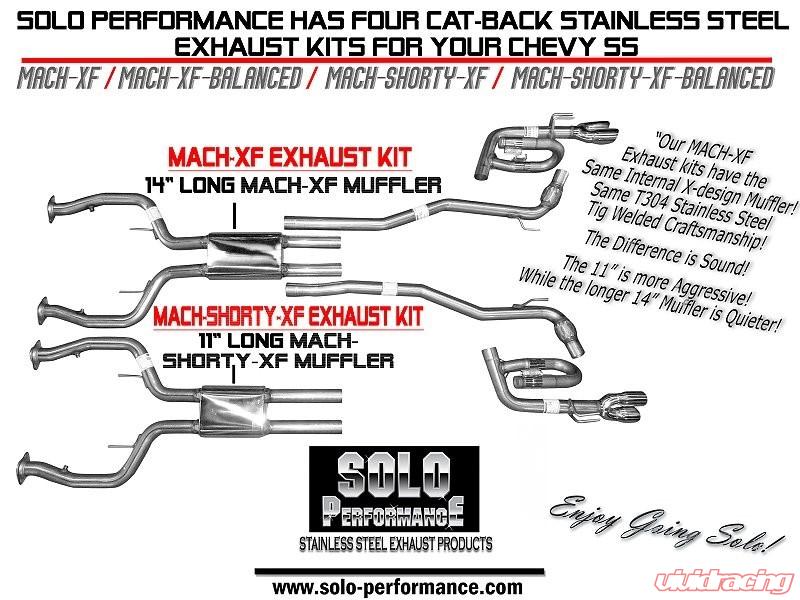 Solo Performance Mach-Balanced-XF Exhaust Kit w/ Standard Dual Outlet Tips Chevrolet SS, alternate product view