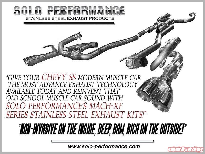 Solo Performance Mach-Balanced-XF Exhaust Kit w/ Standard Dual Outlet Tips Chevrolet SS, included components overview