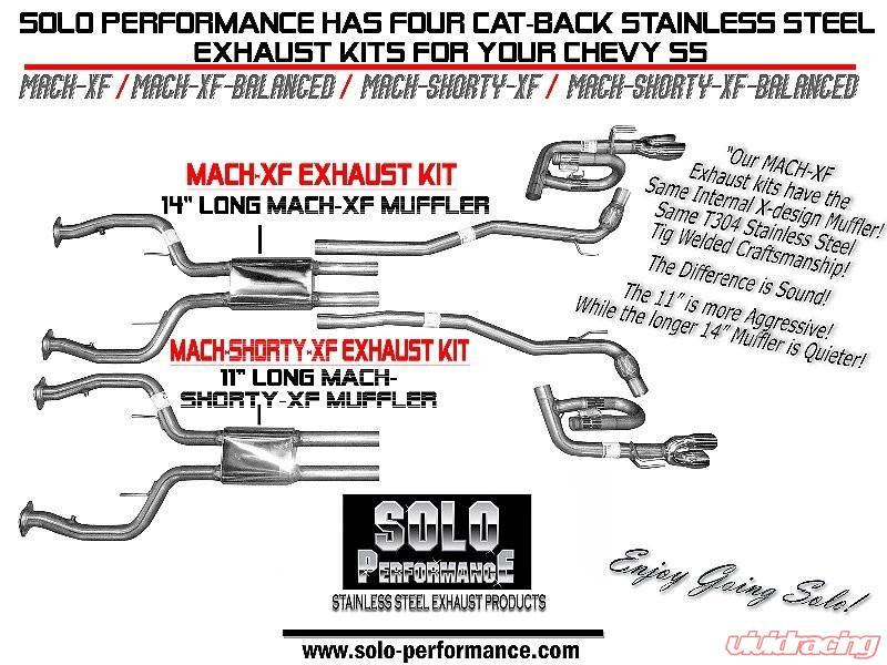 Solo Performance Mach-Shorty-XF Exhaust Kit w/ Standard Dual Outlet Tips Chevrolet SS, alternate product view