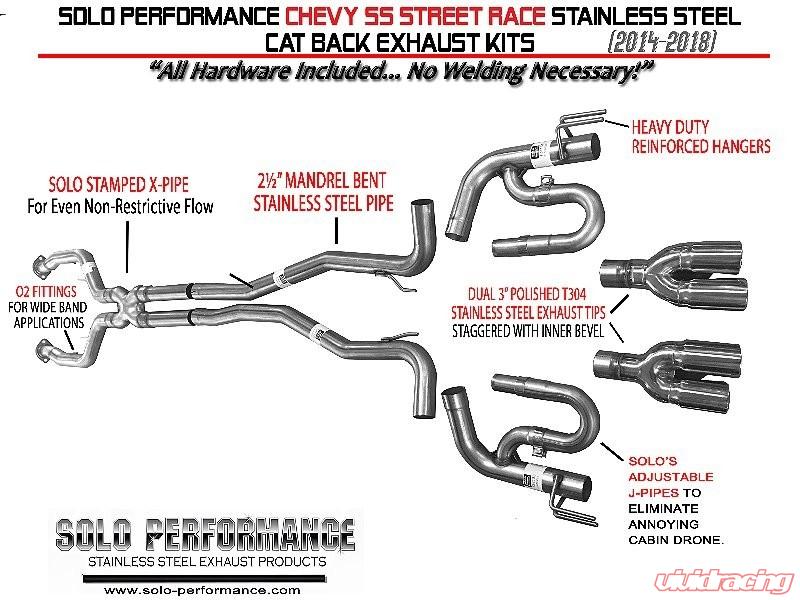 Solo Performance Street-Race-XF Exhaust Kit w/ Standard Tips Chevrolet SS 2014-2018, alternate product view