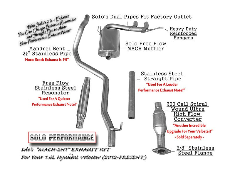 Solo Performance Catback Exhaust Hyundai Veloster 1.6 Turbo (11-15) [Mach 2-in-1] - Black Ops Auto Works
