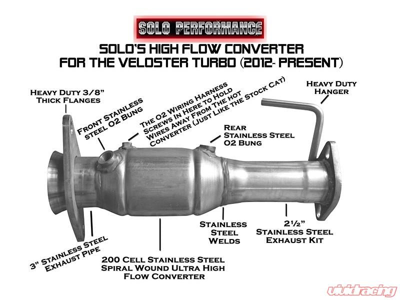 Solo Performance High Flow Converter Hyundai Veloster Turbo 2012-2015 - Black Ops Auto Works