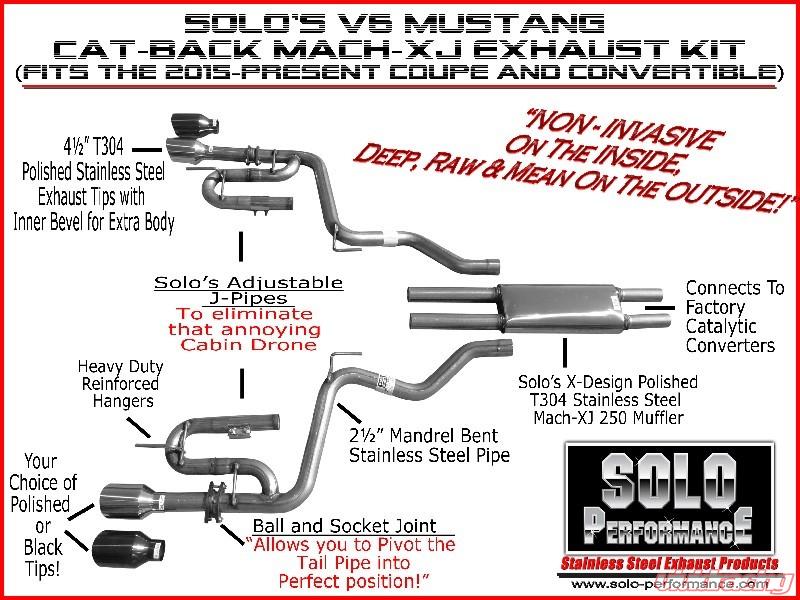 Solo Performance Mach-XJ Catback Exhaust System (Black Tips) Ford Mustang V6 2015-2022 - Black Ops Auto Works