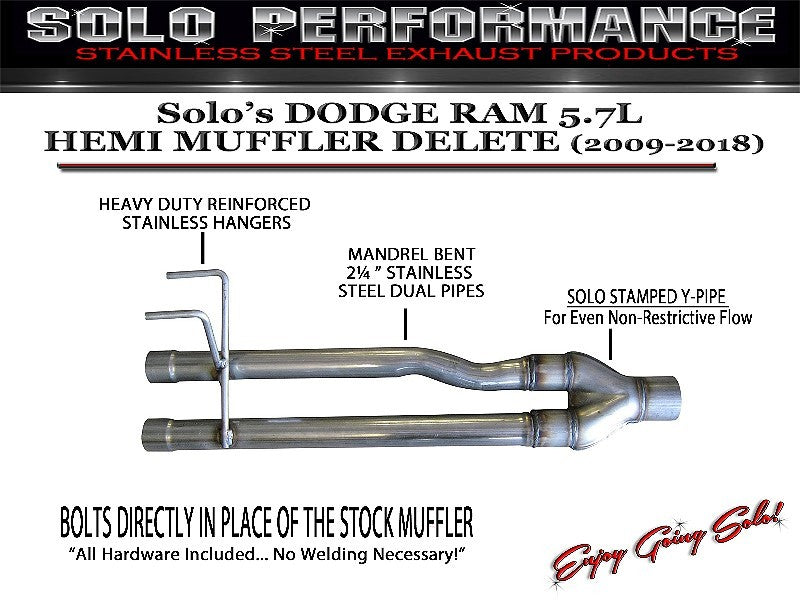Solo Performance Muffler Delete Dodge Ram 1500 5.7L Hemi (09-18) - Black Ops Auto Works