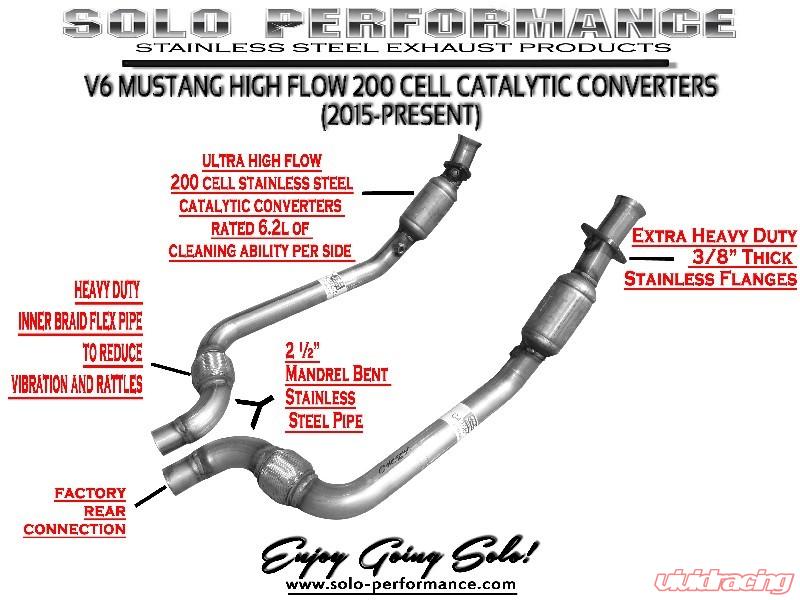 Solo Performance Ultra High Flow Converter Ford Mustang V6 2015-2022 - Black Ops Auto Works