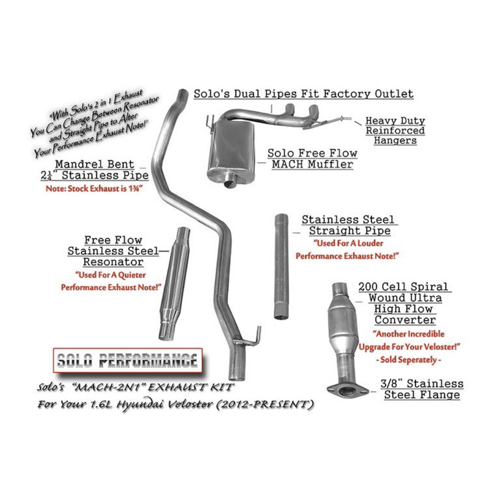 Solo Performance Catback Exhaust Hyundai Veloster 1.6 Turbo (11-15) [Mach 2-in-1], alternate product view