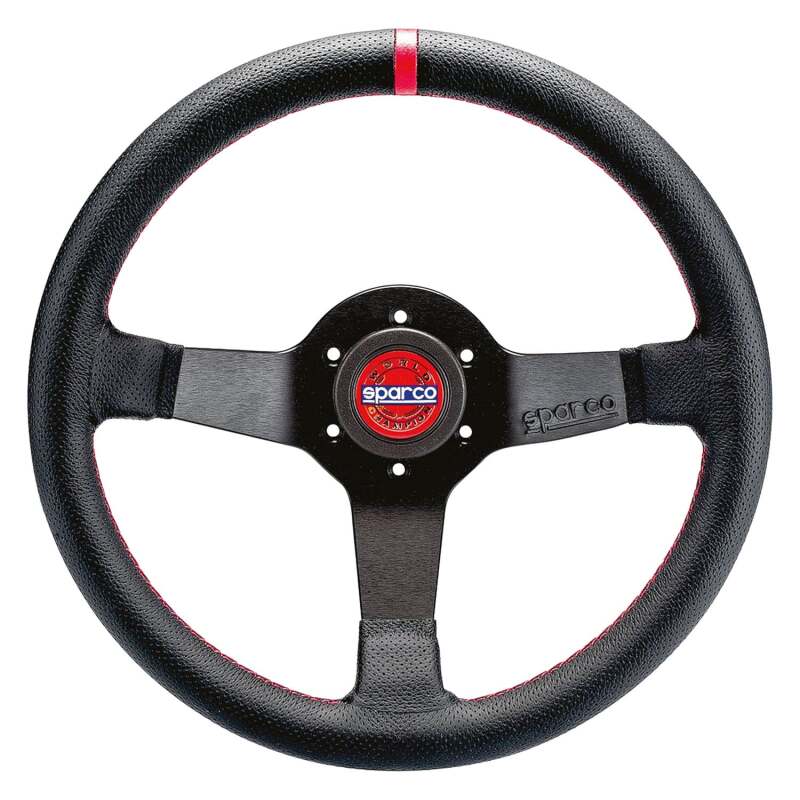 SPARCO Sparco R330 Champion Steering Wheel, 330mm Black Leather, Red Stitching