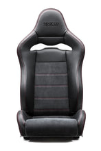 Load image into Gallery viewer, Close up of Sparco SPX red contrast stitching and perforated leatherette