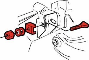 Punch tool being used on alignment bracket