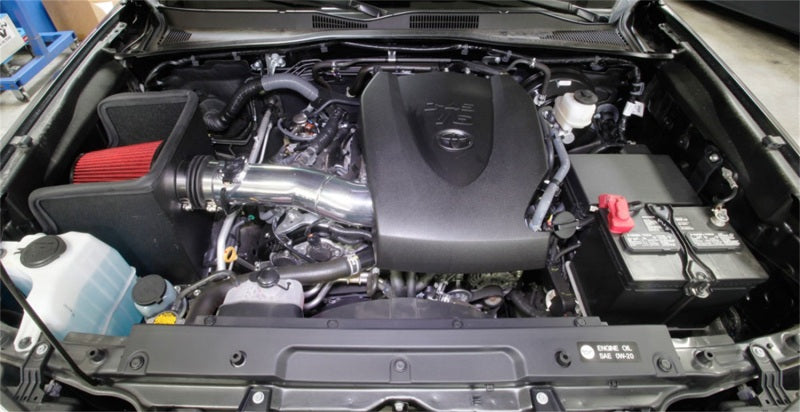 Spectre 16-18 Toyota Tacoma V6-3.5L F/I Air Intake Kit - Polished w/Red Filter - Black Ops Auto Works