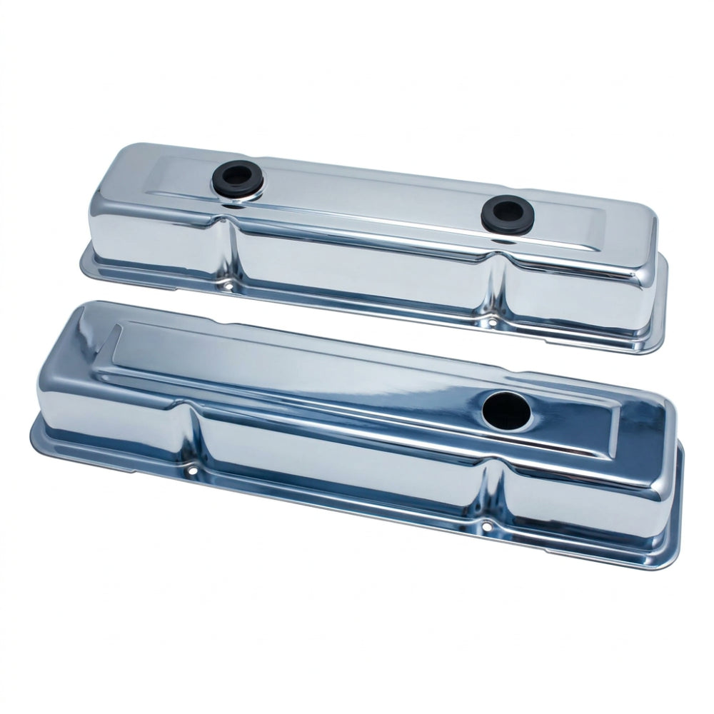 Spectre 5258 chrome steel valve cover pair