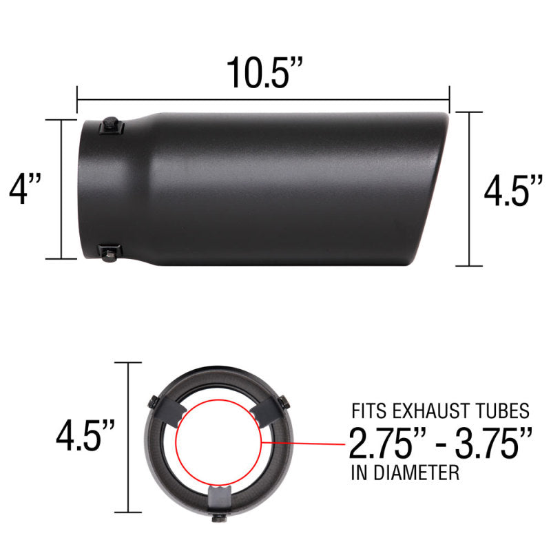 Spectre Exhaust Tip 4-1/2in. OD / Slant - Black - Black Ops Auto Works