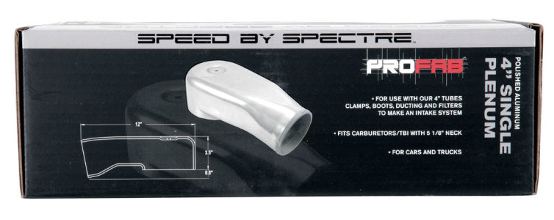 Spectre Plenum 4in. OD x 9in. (Air Cleaner to Stud Inlet) - Single - Black Ops Auto Works