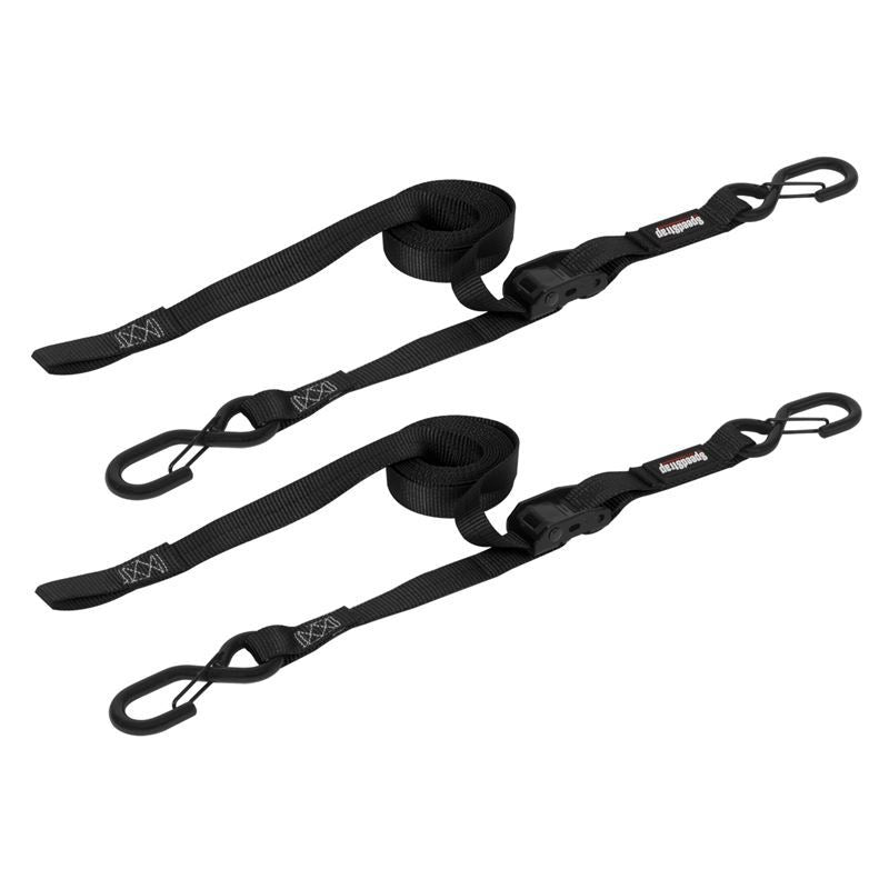 SpeedStrap 1In x 10Ft CAM-Lock Tie Down w/ Snap FtSFt Hooks (2 Pack) - Black - Black Ops Auto Works