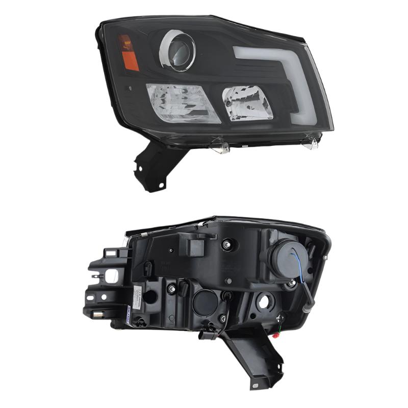 Spyder 04-15 Nissan Titan / 04-07 Nissan Armada V2 Projector Headlights - Black PRO-YD-NTI04-DRL-BK - Black Ops Auto Works