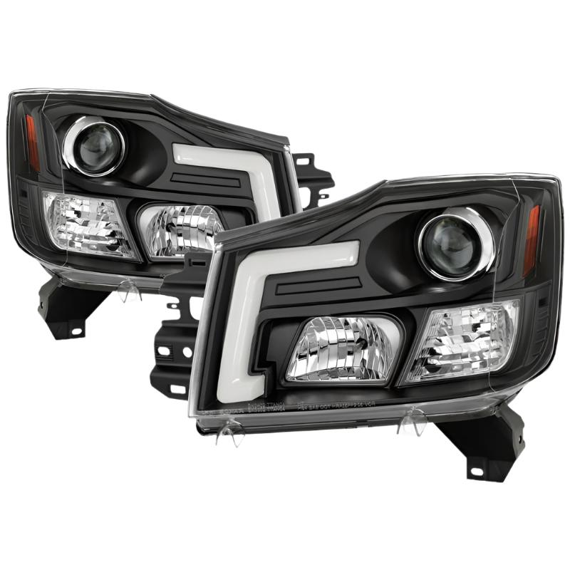 Spyder 04-15 Nissan Titan / 04-07 Nissan Armada V2 Projector Headlights - Black PRO-YD-NTI04-DRL-BK - Black Ops Auto Works