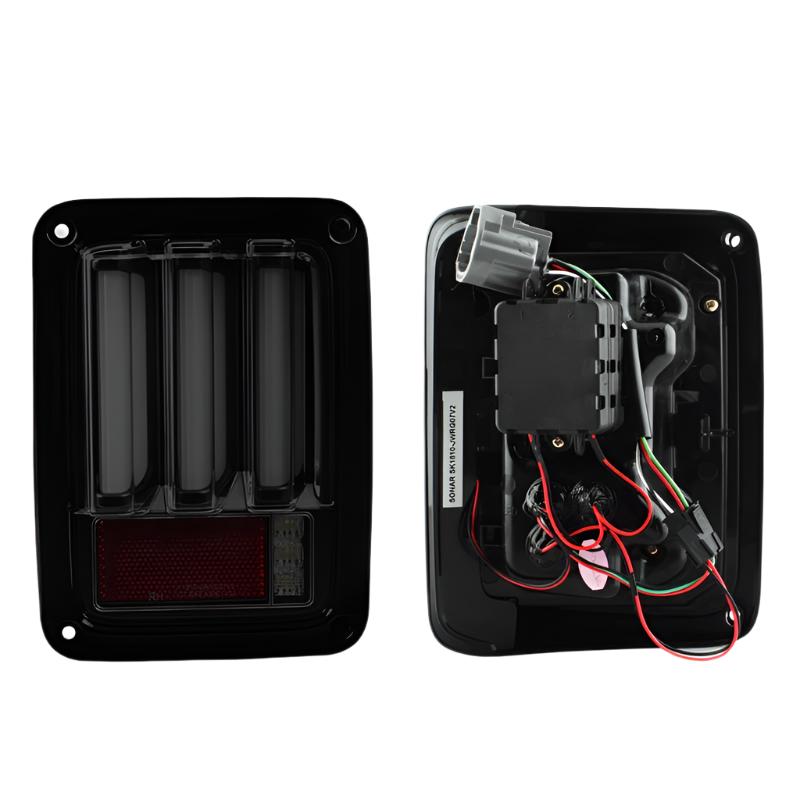 Spyder 07-16 Jeep Wrangler Verison 2 Light Bar LED Tail Lights - Smoke (ALT-YD-JWA07V2-LBLED-BSM) - Black Ops Auto Works