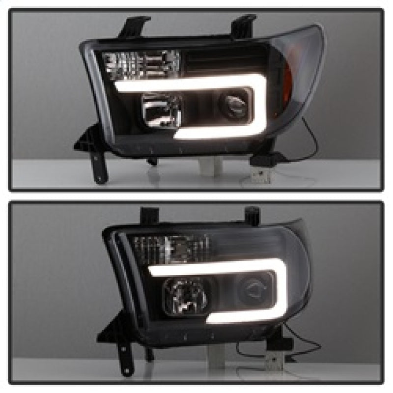 Spyder 08-13 Toyota Sequoia Projector Headlights - Light Bar DRL - Black PRO-YD-TTU07V2-LB-BK - Black Ops Auto Works