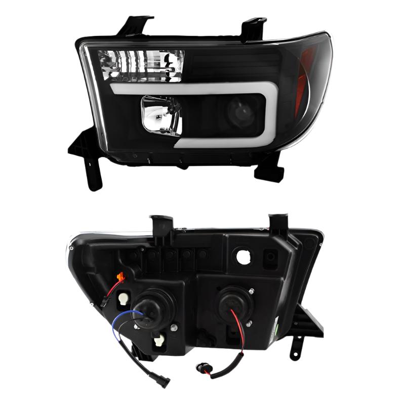 Spyder 08-13 Toyota Sequoia Projector Headlights - Light Bar DRL - Black PRO-YD-TTU07V2-LB-BK - Black Ops Auto Works